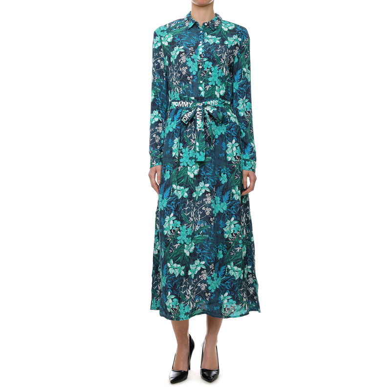 Ženska haljina Tommy Hilfiger PRINTED BELT SHIRT DRESS 0H7