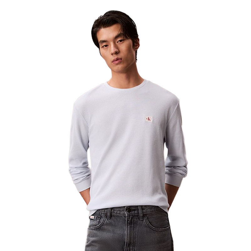 Muška majica Calvin Klein ls waffle woven label crewnk tee