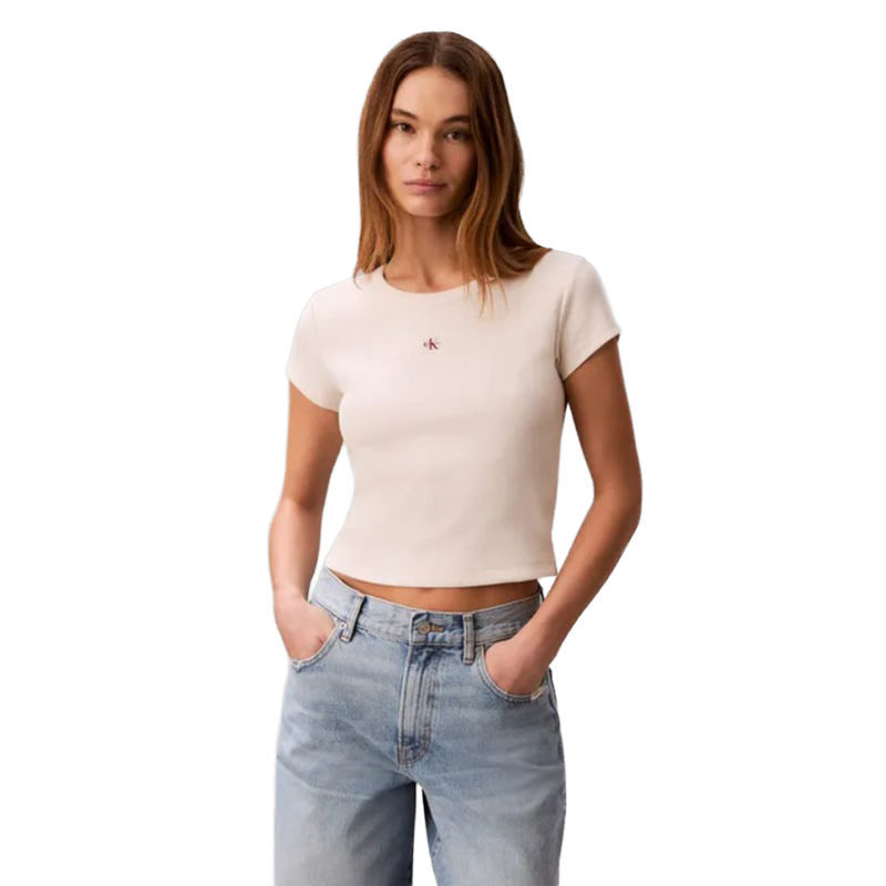 Ženska majica Calvin Klein woven label 2x2 baby rib baby te