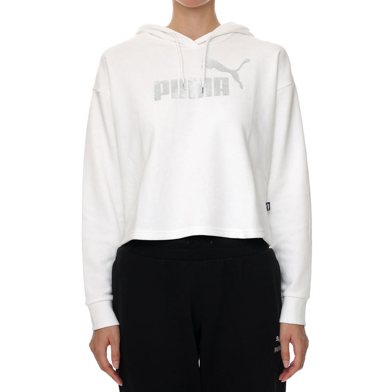 Ženski duks Puma ESS+ Metallic Logo Cropped Hoodie TR