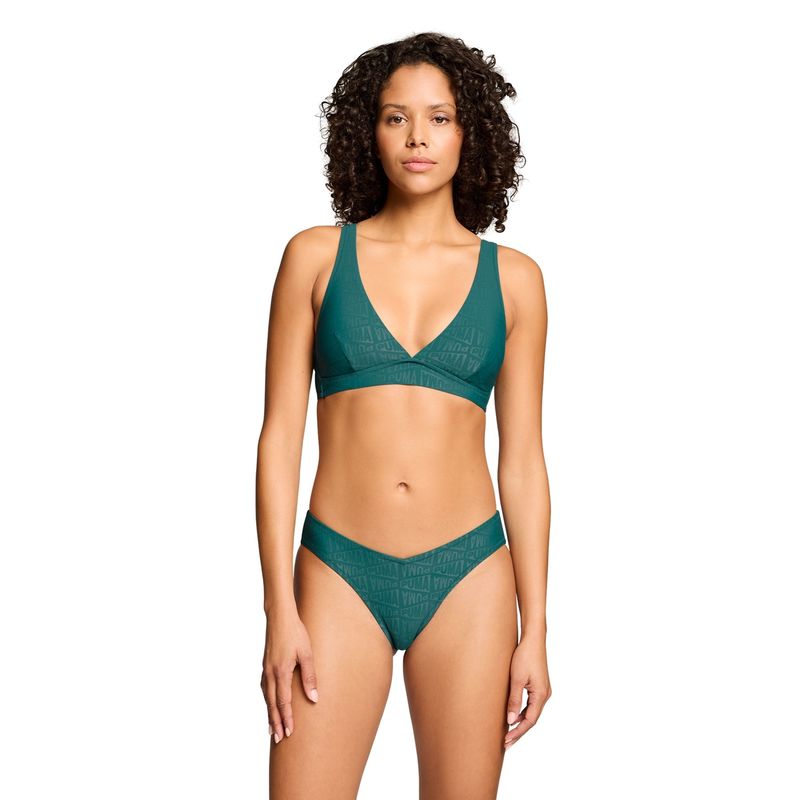 Ženski kupaći Puma SWIM WOMEN EMBOSSED V-NECK PLUNG