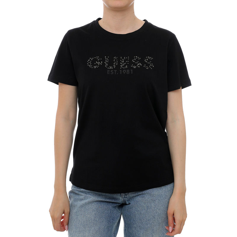 Ženska majica Guess STUDS SCRIPT TEE