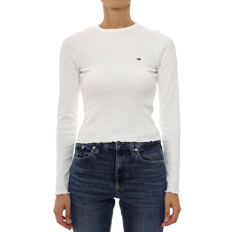Ženska majica Tommy Hilfiger tjw slim sh lettuce edge rib ls