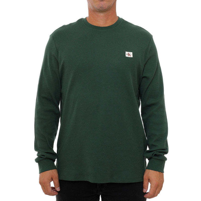 Muška majica Calvin Klein LS WAFFLE BADGE CREWNK TEE
