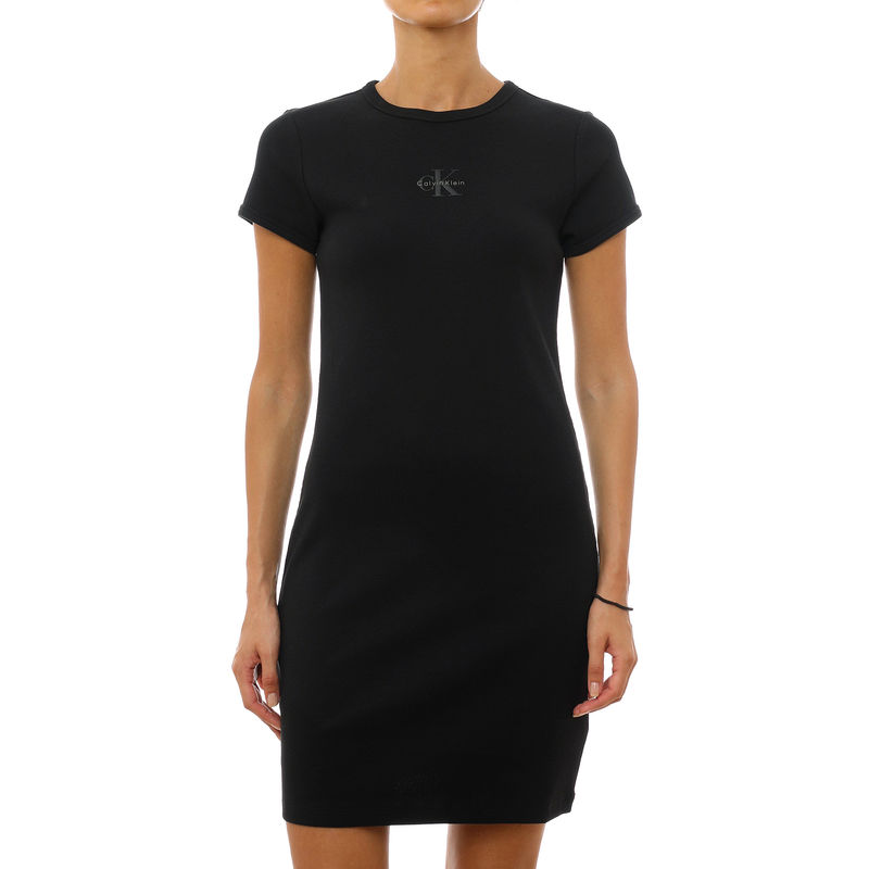 Ženska haljina Calvin Klein ss monologo 2x2 baby rib mini dr