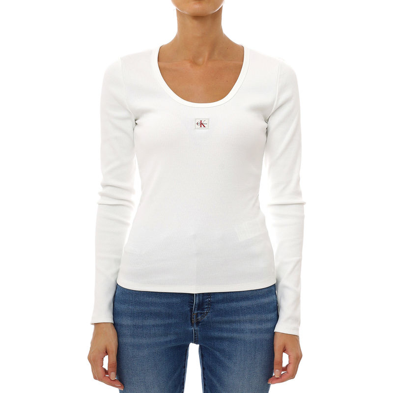 Ženska majica Calvin Klein ls wvn lbl 2x2 bby rib scoop nck