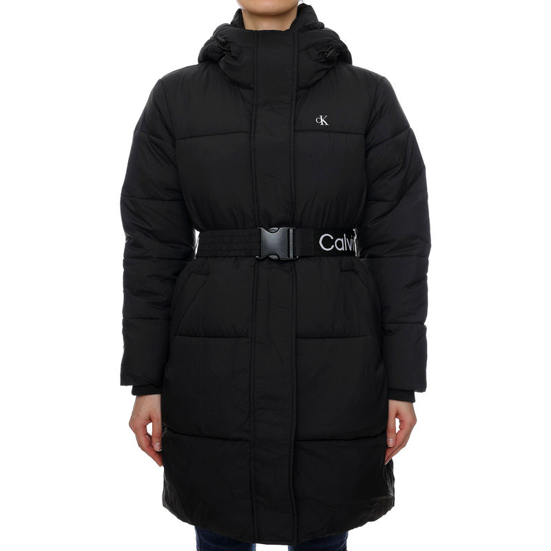 Ženska jakna Calvin Klein LOGO BELT WAISTED LONG PUFFER