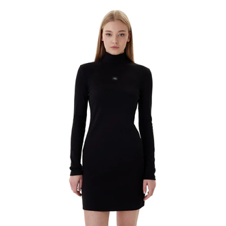 Ženska haljina Calvin Klein ls woven label 2x2 rib mini dres