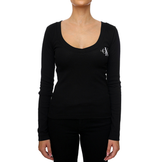 Ženski duks Calvin Klein Rib V-Neck Monologo Long Sleeve