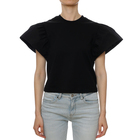 Ženska majica Karl Lagerfeld Ruffled Slv Fabric Mix T-Shirt