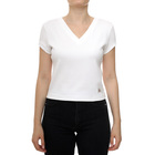 Ženska majica Calvin Klein A- SS WOVEN LABEL RIB VNECK TEE