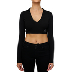 Ženski džemper Calvin Klein Label Tight Crop V-Neck Sweater